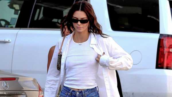 Kendall Jenner Wears Tight White Top With Nothing Underneath For Lunch Date In Beverly Hills — Pics