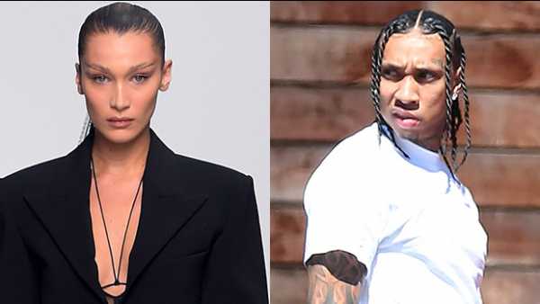 Tyga Seemingly Disses Bella Hadid With Shady Scowl At Thierry Mugler Fashion Show — Pics