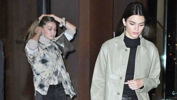 Kendall Jenner & Gigi Hadid Rock Matching Black Pants & Beige Jackets In NYC – Pics