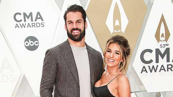 Jessie James Decker Slays In Sleek Black Dress & Kisses Eric Decker At CMA Awards