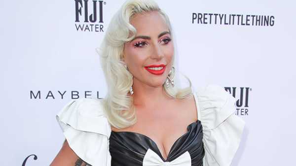 Lady Gaga Shows Major Leg In Sexy Slit Dress With Matching Pink Hair At Friend’s Wedding