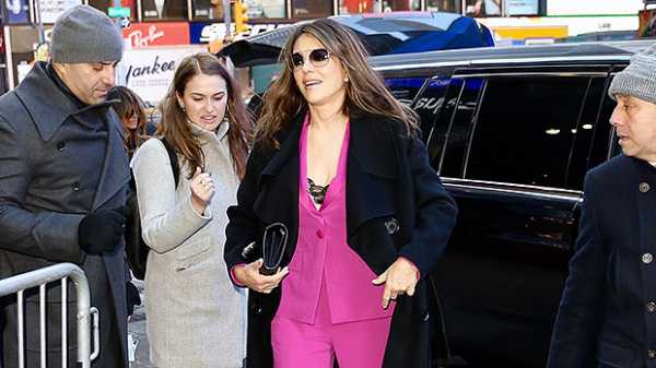 Elizabeth Hurley, 54, Sizzles In A Deep Plunging Pink Suit During Her Appearance On ‘GMA’