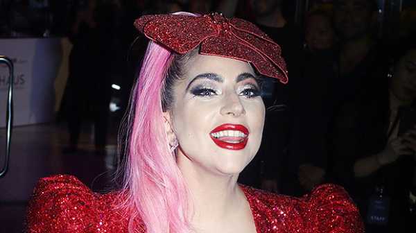 Lady Gaga Looks Like A Sexy Christmas Present In Sparkly Red Mini Dress & Matching Bow