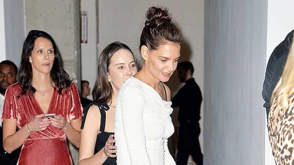 Katie Holmes, 41, Stuns In Clingy White Ruched Dress At NYC Benefit Dinner — Pic