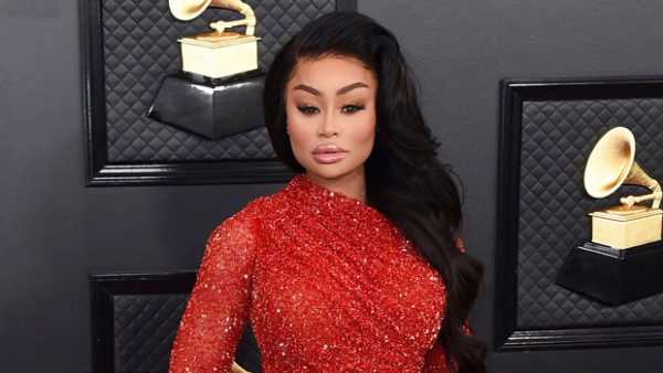 Blac Chyna Stuns In Gorgeous Orange Gown With Thigh High Slits At Grammy Awards Glamour News 