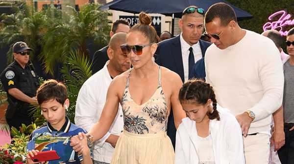 Jennifer Lopez, 50, Sizzles At The Horse Track With A-Rod & Kids Max & Emme, 11, Before Super Bowl