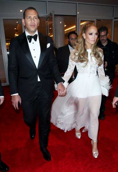 Jennifer Lopez Wore a White Dress to Golden Globes After Party with A-Rod