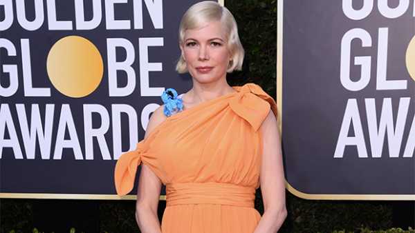 Michelle Williams Shows Off Baby Bump In Peachy Dress At 2020 Golden Globes