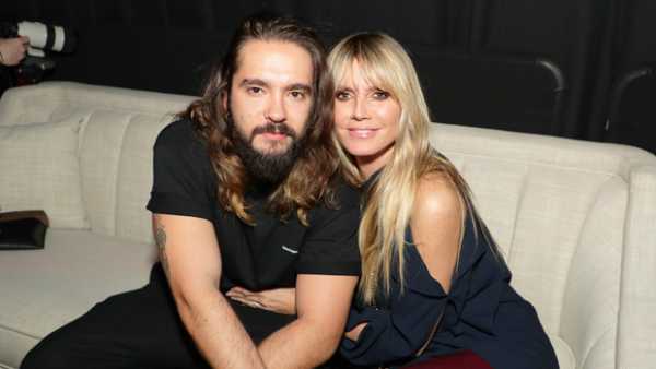 Heidi Klum, 46, Rocks Latex Pants & Cuddles With Husband Tom Kaulitz, 30, At Pre-Grammys Party