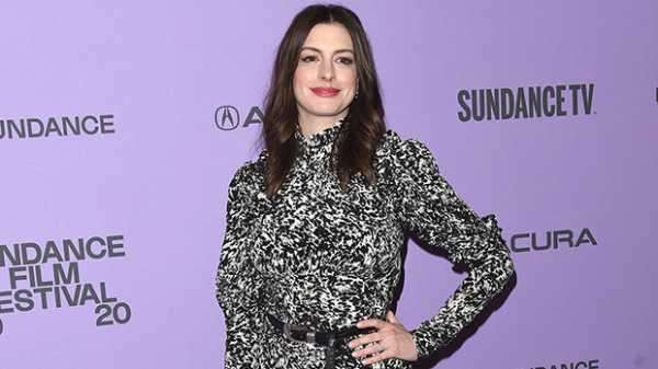 Anne Hathaway Shows Off Post-Baby Body In Black & White Dress At Sundance Film Festival — Pic