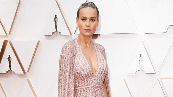 Brie Larson Is A Vision In A Sparkling Caped Gown At The 2020 Oscars