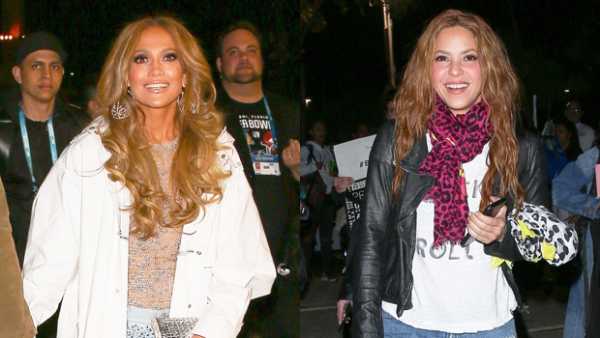 Jennifer Lopez & Shakira Both Rock Sexy Ripped Denim Jeans & Smiles After Hit Super Bowl Halftime Show