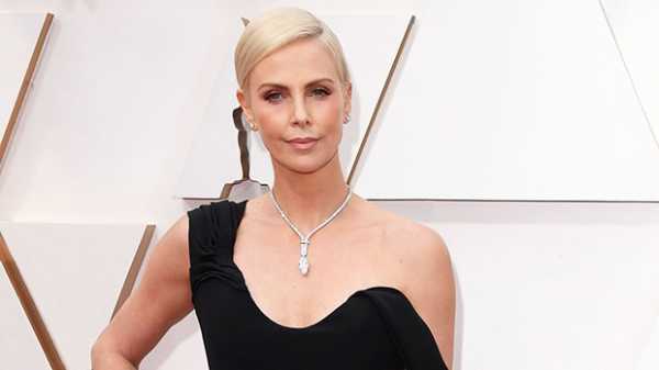 Charlize Theron Sizzles In A Black One-Shoulder Dior Couture Dress At The Oscars With Her Mom