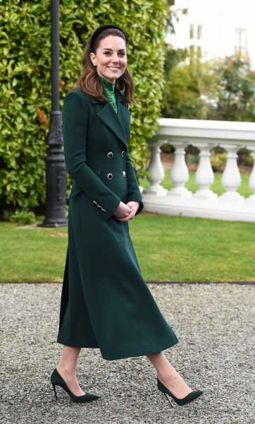 Kate Middleton Wears a Green Coat and Print Dress on Ireland Royal Tour Day 1