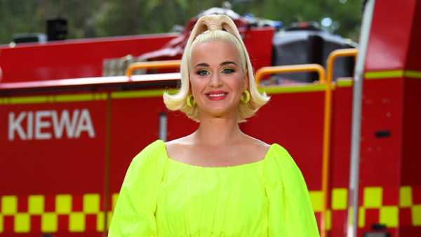 Katy Perry Rocks Neon Green Dress & Shows Off Her Baby Bump During Performance In Australia