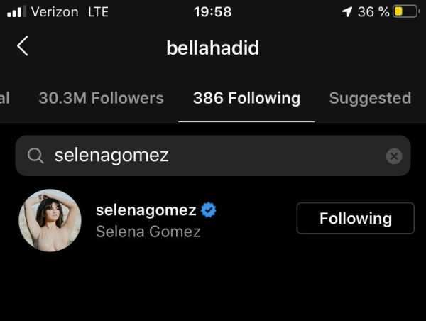 Bella Hadid Unfollowed Selena Gomez on Instagram After Refollowing Her