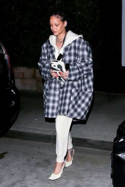 Rihanna Wears Oversized Coat and Sweats in Los Angeles