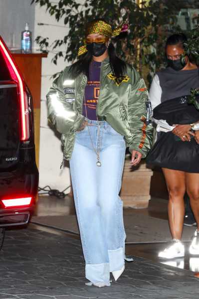 Rihanna Wears Vetements Jacket, T-Shirt, and Jeans to an Oscars After Party