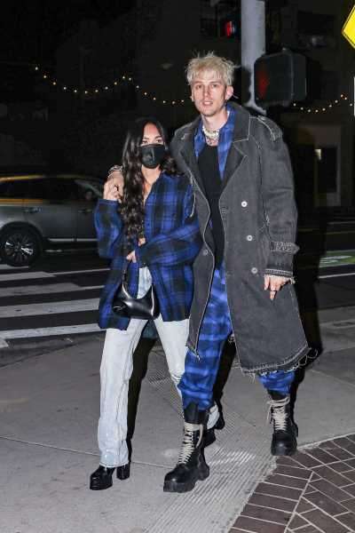 Megan Fox and Machine Gun Kelly Wear Matching Blue Plaid Outfits on Date