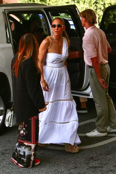 Jennifer Lopez Wears Asymmetrical White Maxi Dress for Beverly Hills Dinner