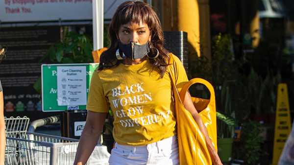 Angela Bassett, 62, Rocks Jean Shorts & An Empowering T-Shirt To Run Errands — Photo