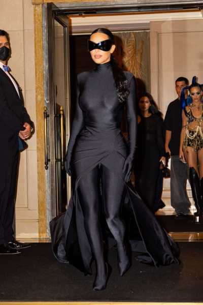 Kim Kardashian Channels a Superhero in a Black Catsuit for Met Gala After Party in 2021