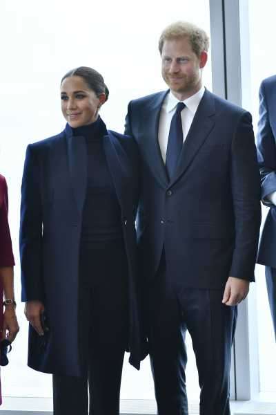 Meghan Markle Wears Black Coat With Prince Harry for One World Observatory Visit