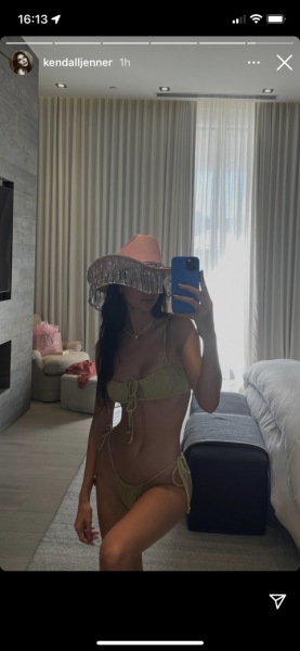 Kendall Jenner Wears a String Green Bikini and a Pink Cowgirl Hat