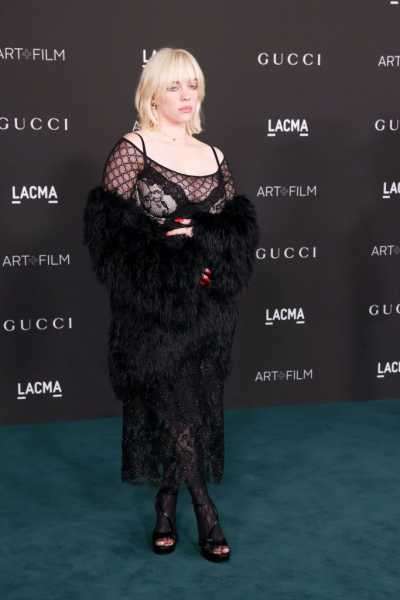 Billie Eilish Wore a Black Mesh Gucci Top at the LACMA Gala