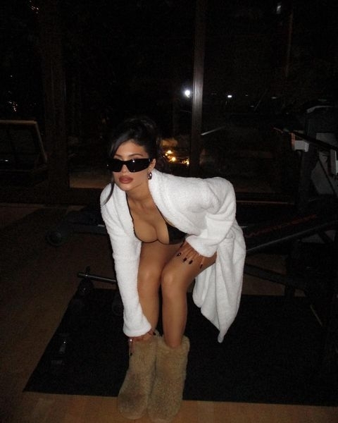 Kylie Jenner Is a Glamorous Snow Bunny in Vinyl Bikini and Fuzzy Boots