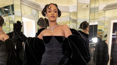 Rihanna Wears Dramatic Black Gown At Golden Globes For Date Night With A$AP Rocky