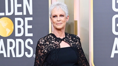 Jamie Lee Curtis Rocks Black Strapless Jumpsuit With Lace Cape At 2023 Golden Globes