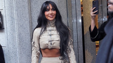 Kim Kardashian Stuns In Matching Crop Top & Mini Skirt While Visiting Dolce & Gabbana Store In Milan: Photos