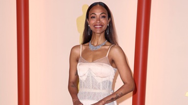 Zoe Saldana Stuns In Fendi Slip Dress With Mesh Details On Oscars Carpet: Photo