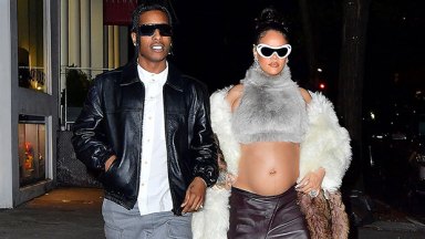 Pregnant Rihanna Rocks Fur Crop Top & Brown Mini Skirt With A$AP Rocky On NYC Date Night: Photos