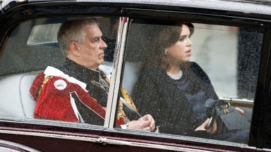 Pregnant Princess Eugenie Arrives At Coronation With Her Father Andrew In Navy Dress: Photos