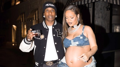 Pregnant Rihanna Bares Baby Bump & Gets A Kiss From A$AP Rocky At Louis Vuitton Show