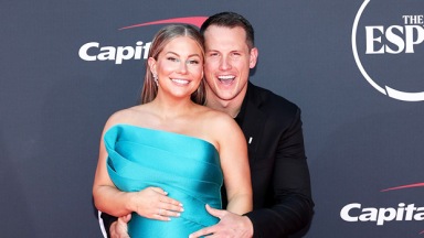 Pregnant Shawn Johnson Shows Off Baby Bump In Blue Strapless Dress At 2023 ESPYS