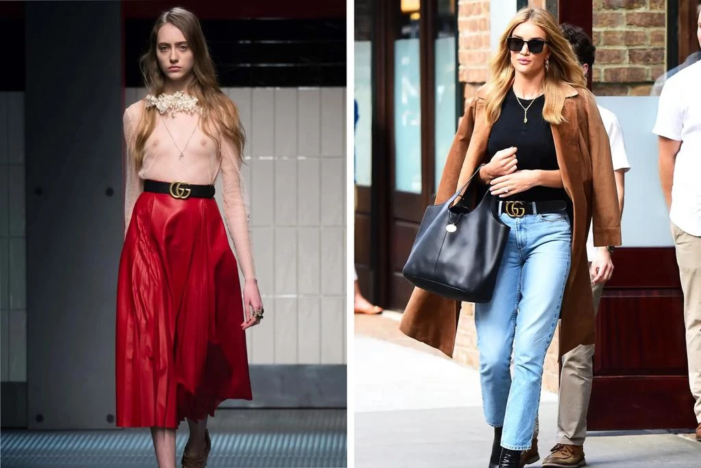 Gucci Fall-Winter 2015/2016, Rosie Huntington-Whiteley with Gucci Marmont belt1