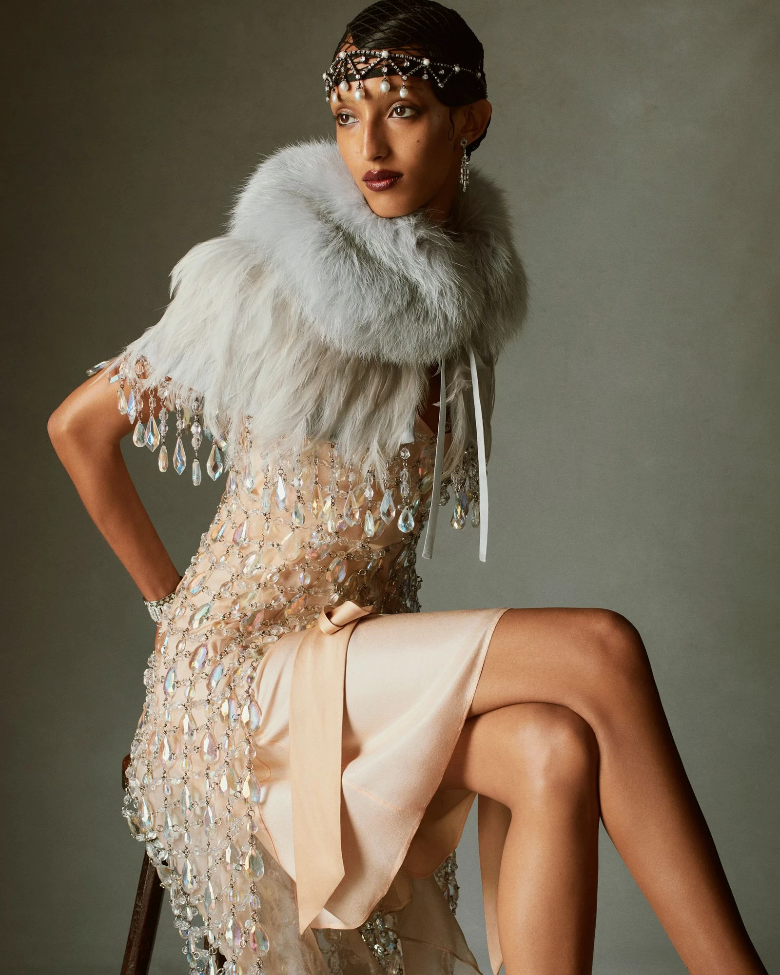 Model Mona Tougaard in the role of the moody Daisy Buchanan in the Prada cloth, reinterpreted by Maria Prada and Katherine Martin for the film by Baz Luhrmann14