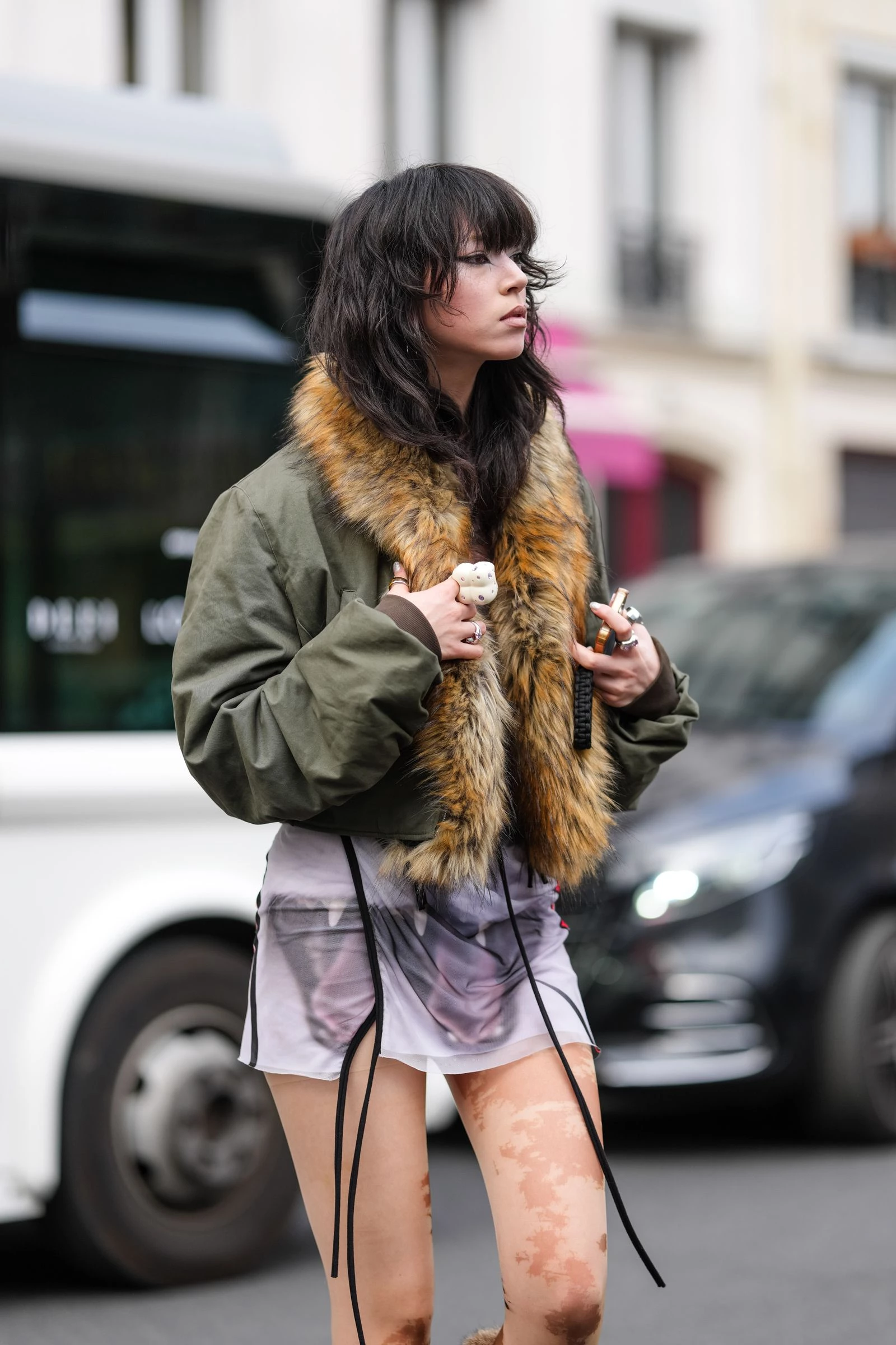 Fur-collared bomber: aughts' ultimate jacket is back.
1