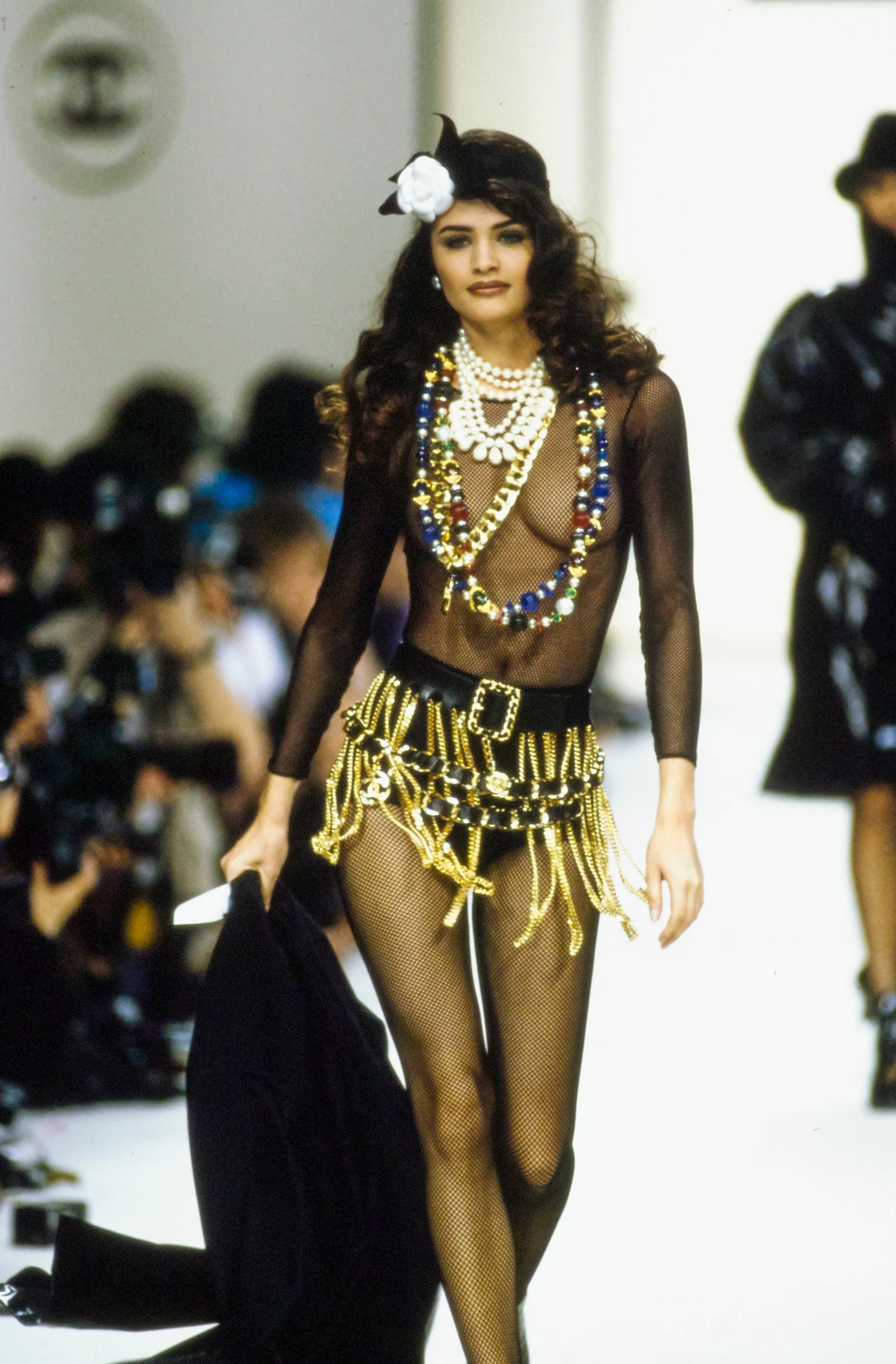 Helena Christensen at the Chanel show, 19918