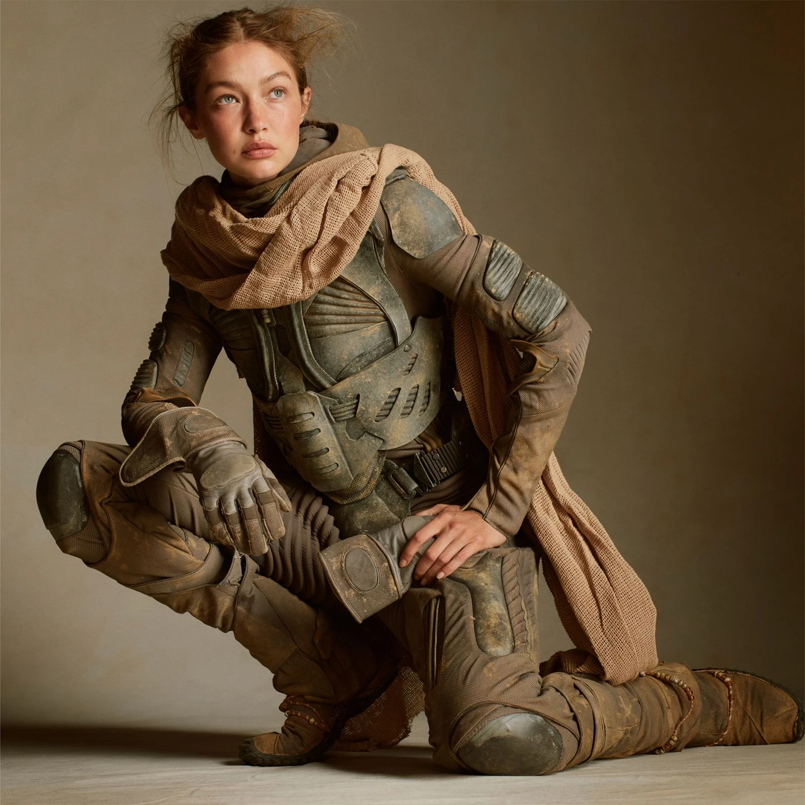 Model Jiji Gadid tries on a costume created by Jacqueline West for the heroine played by Zendaya in the films of Denis Vilniova3