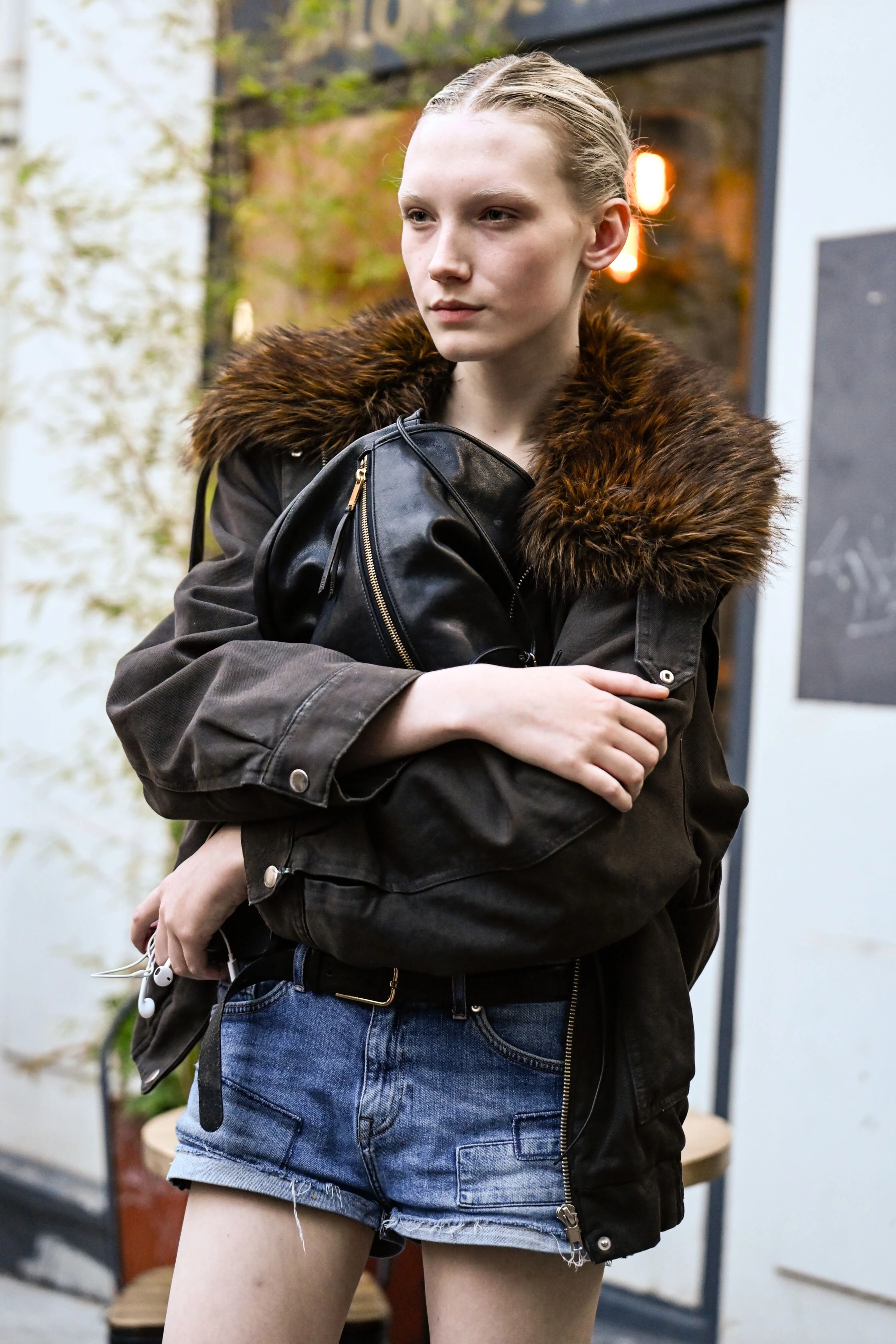 Fur-collared bomber: aughts' ultimate jacket is back.
0