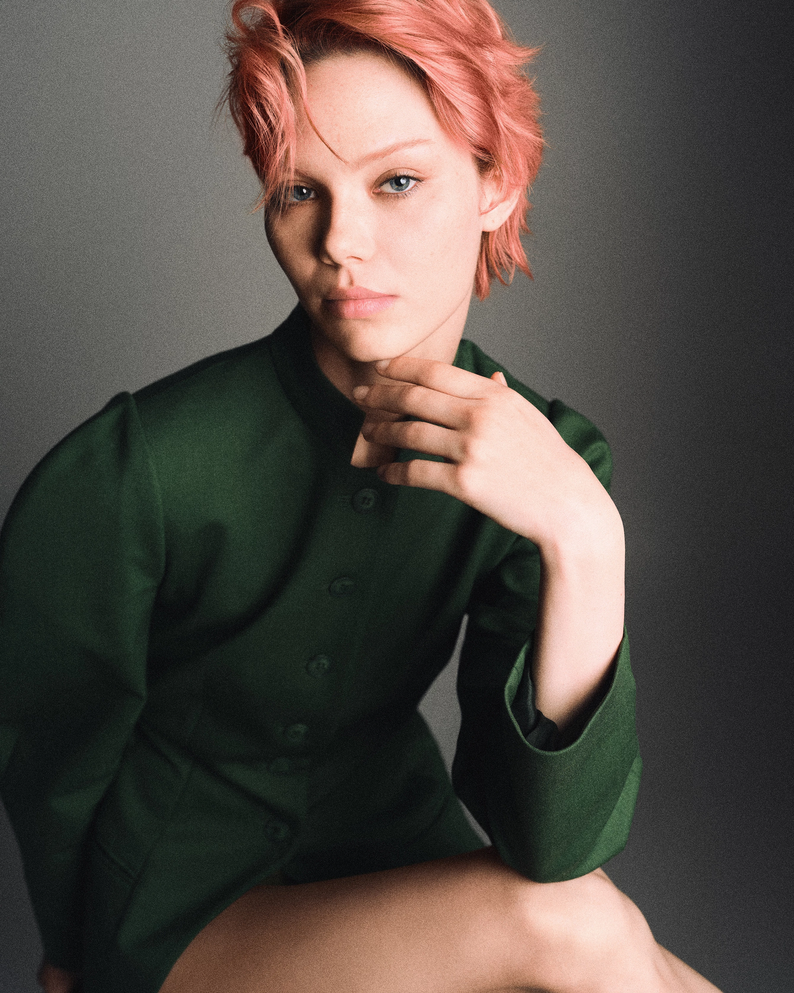 Model VIKA REZA, 25. Bazhane wool jacket, Jil Sander bracelet by Lucie and Luke Meier8