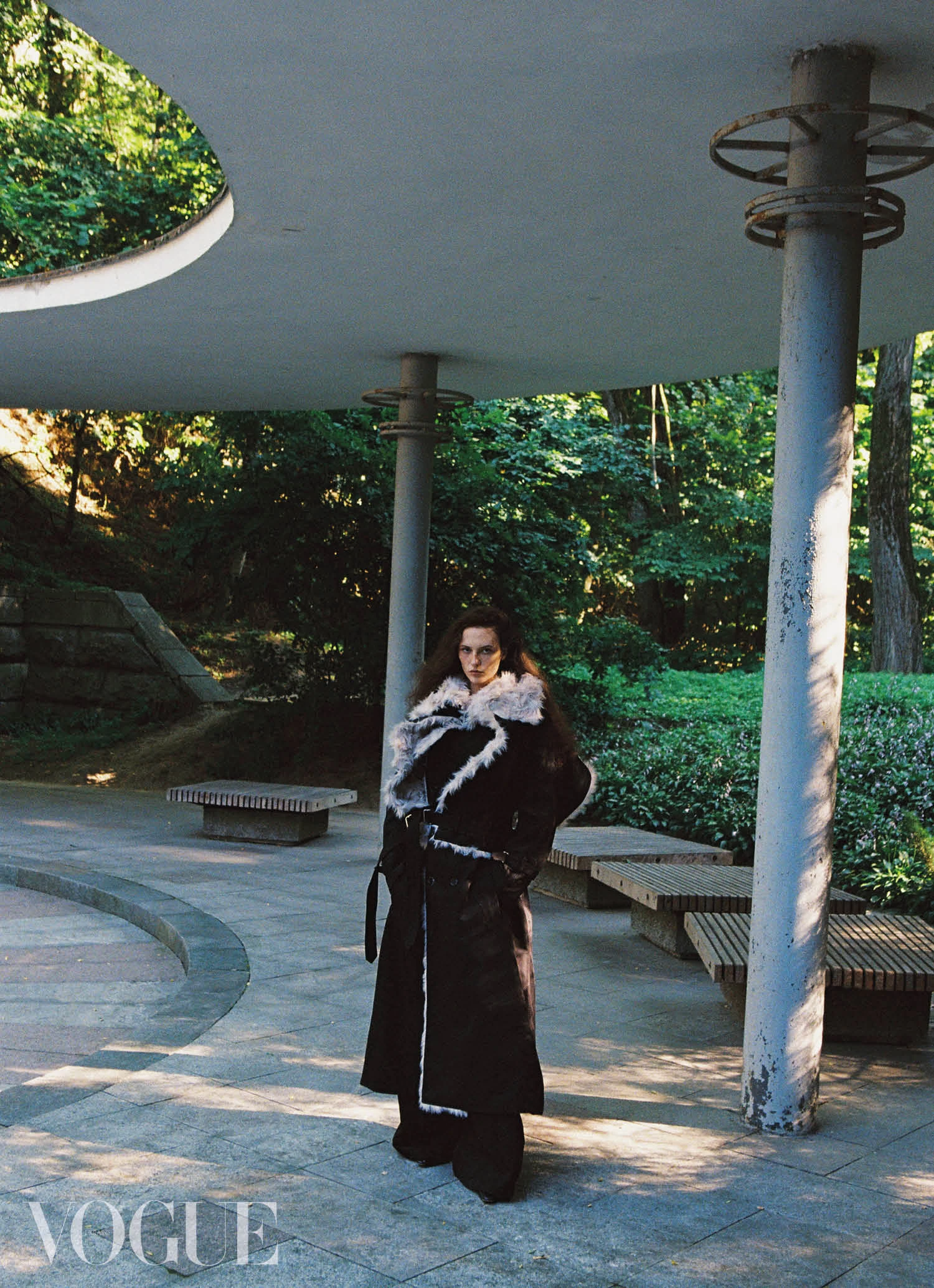 Coat and trousers made of cotton and faux fur, all by Nansen Capici. Leather shoes, Kachorovska5