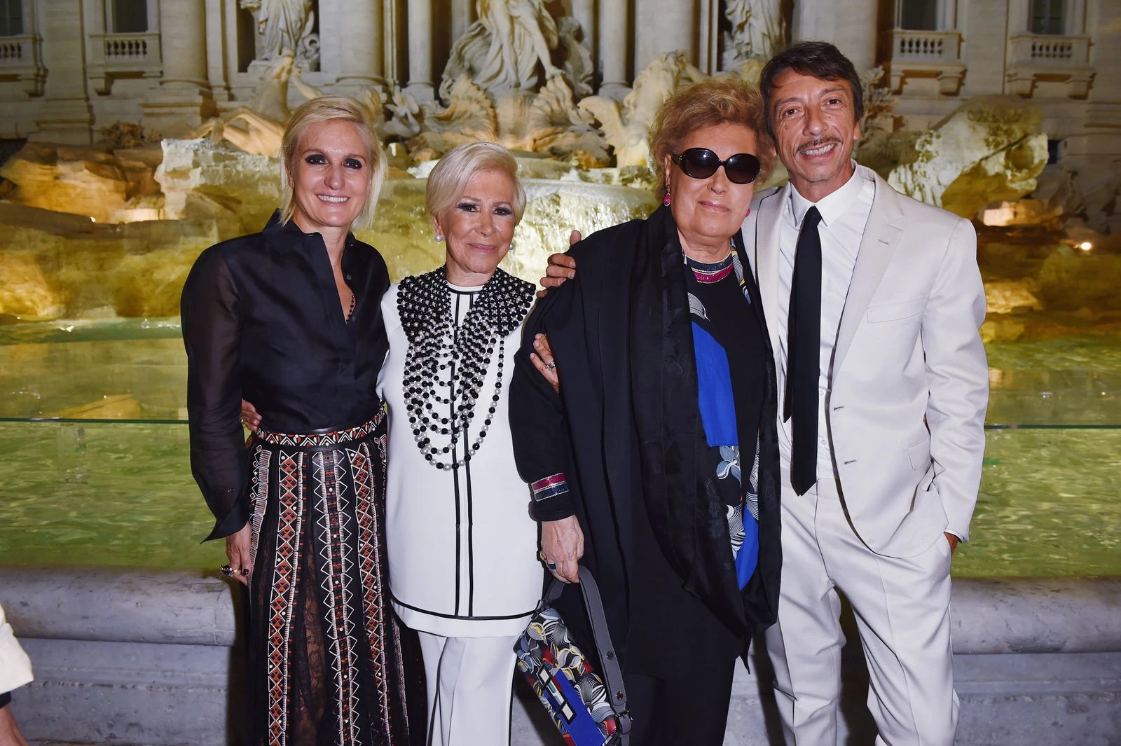 Maria Grazia Chiuri, Anna Fendi, Carla Fendi and Pierpaolo Piccioli at Fendi's 90th anniversary celebration in Rome, 20164