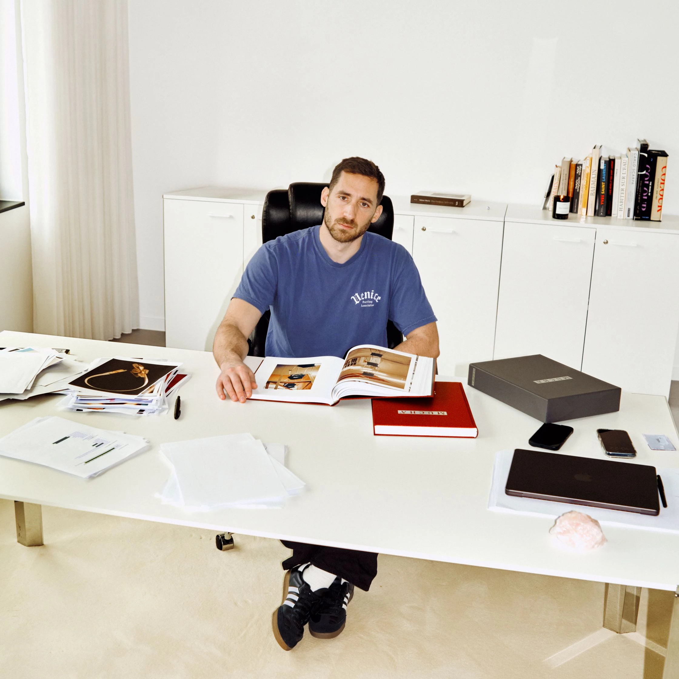Antonin Thron in his new office at Balmain headquarters. Photo: Lee Whittaker0