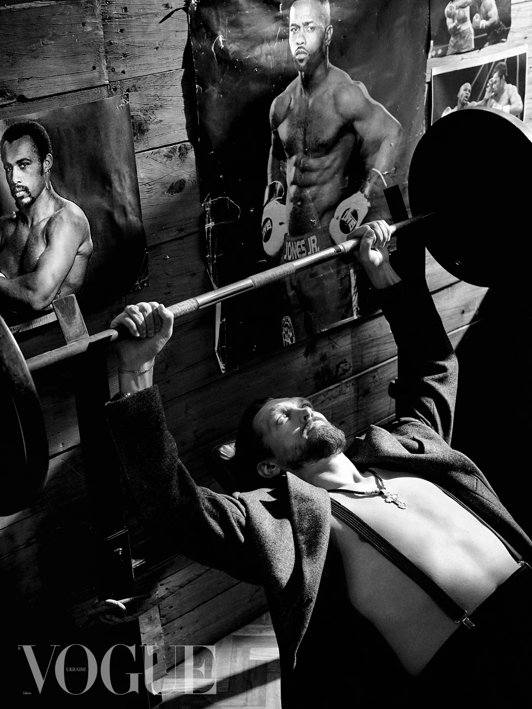 Wool coat and trousers, all by Gieves & Hawkes, suspenders, property of the stylist8