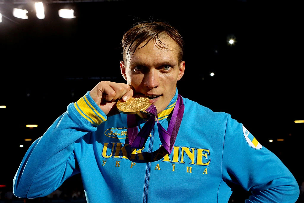 Oleksandr Usyk after the awards ceremony where he won the gold medal in the boxing final in the weight category up to 91 kg at the 2012 Olympic Games. London, United Kingdom, August 11, 20122